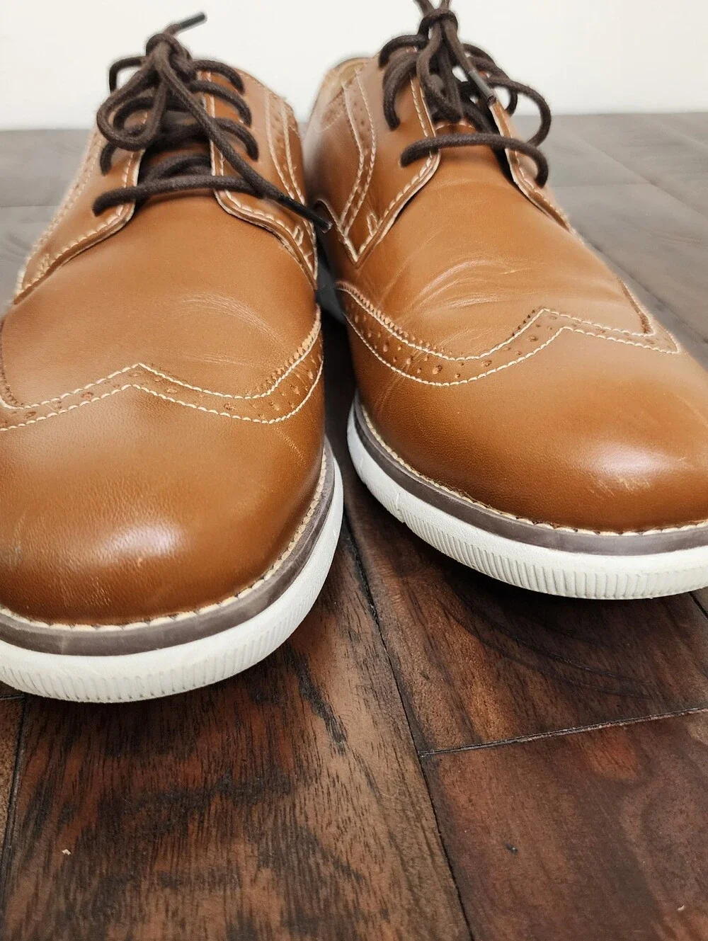 Johnston & Murphy Boys Brown Leather Wingtip Oxford BK Holden Dress Shoes Sz6